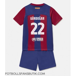 Barcelona Ilkay Gundogan #22 Replika Hemmatröja Barn 2023-24 Kortärmad (+ Korta byxor)